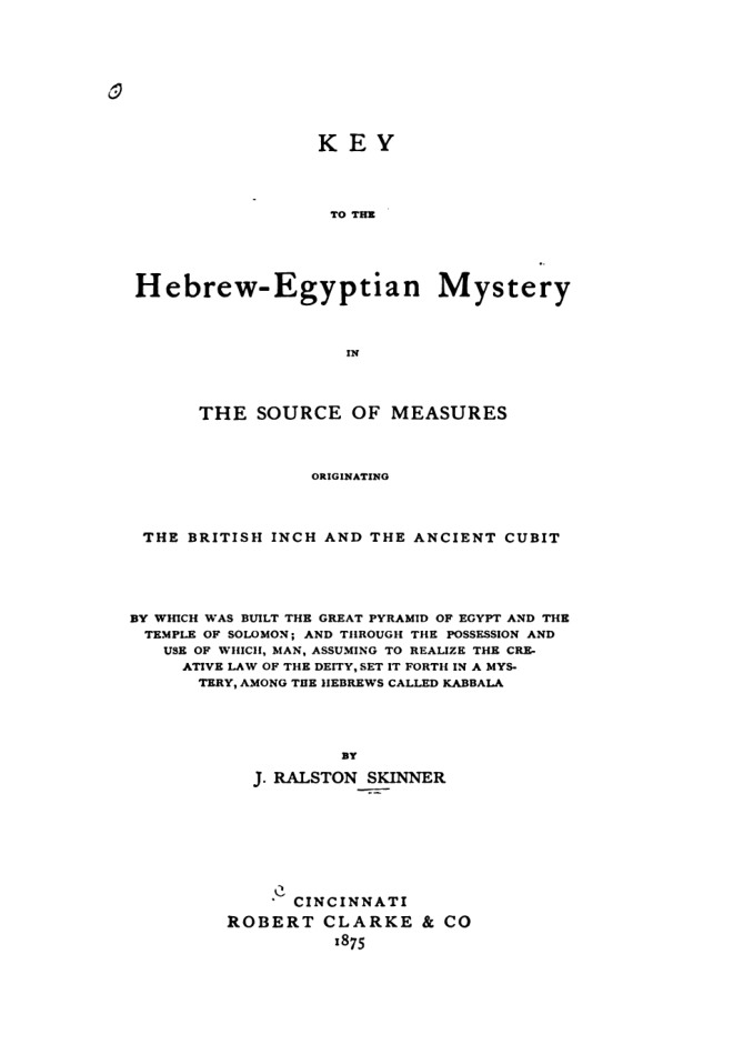 Key to the Hebrew-Egyptian Mystery in the Source of Measures book cover