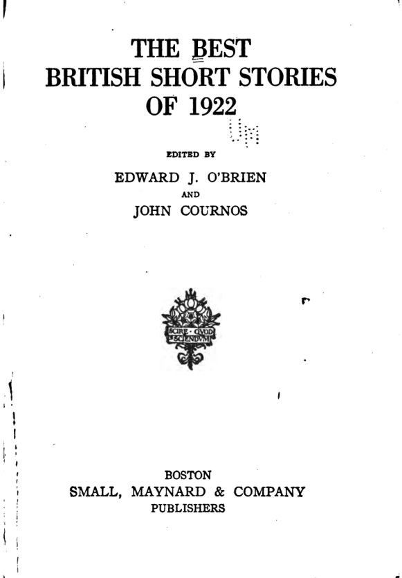 The Best British Short Stories of 1922 book cover
