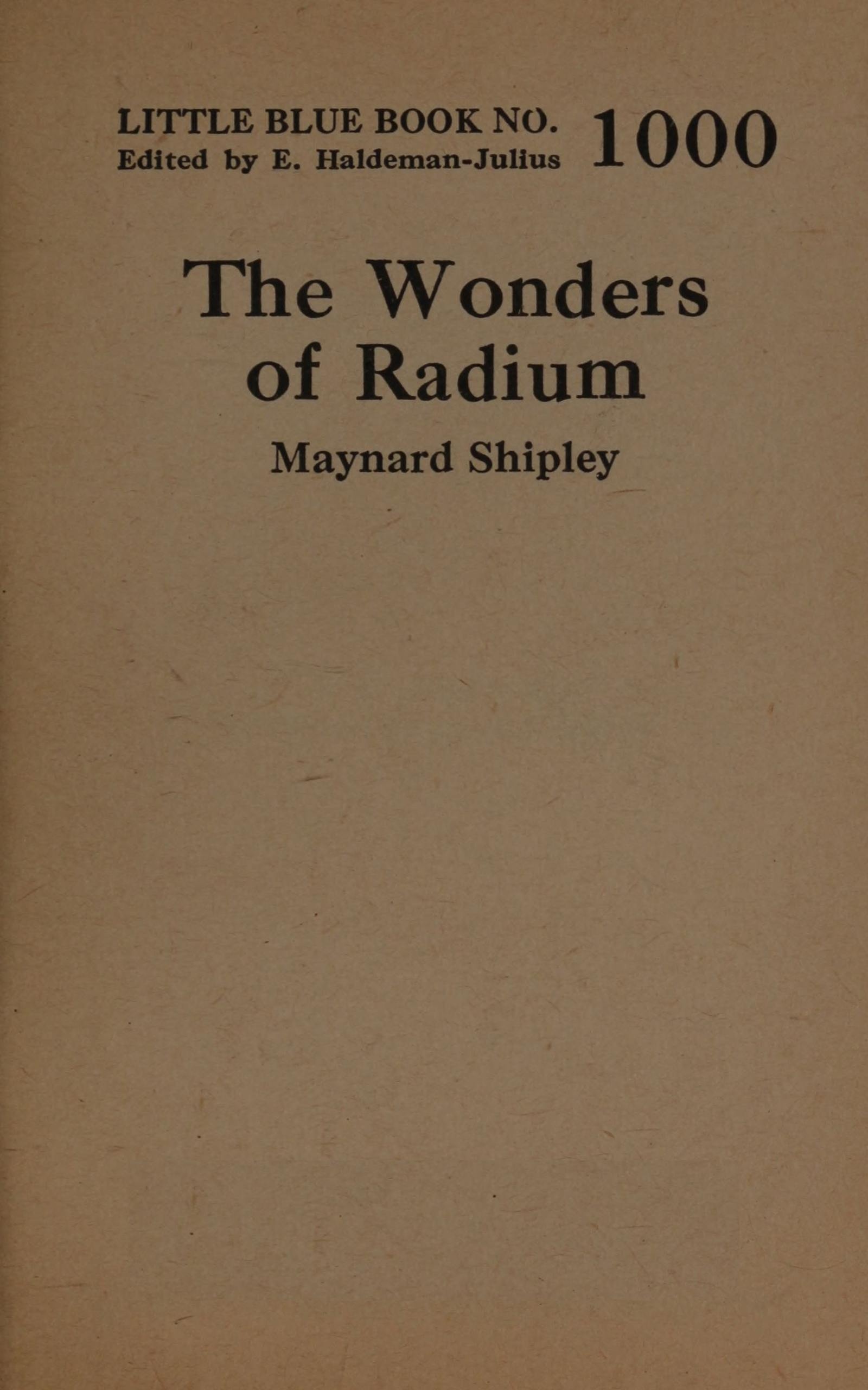 The Wonders of Radium book cover