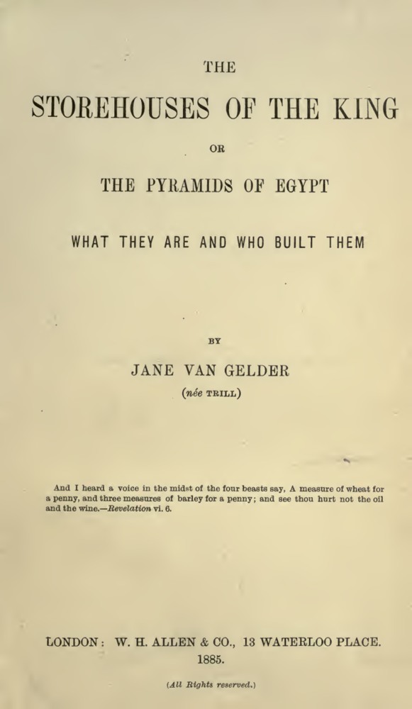The Storehouses of the King; or, The Pyramids of Egypt book cover