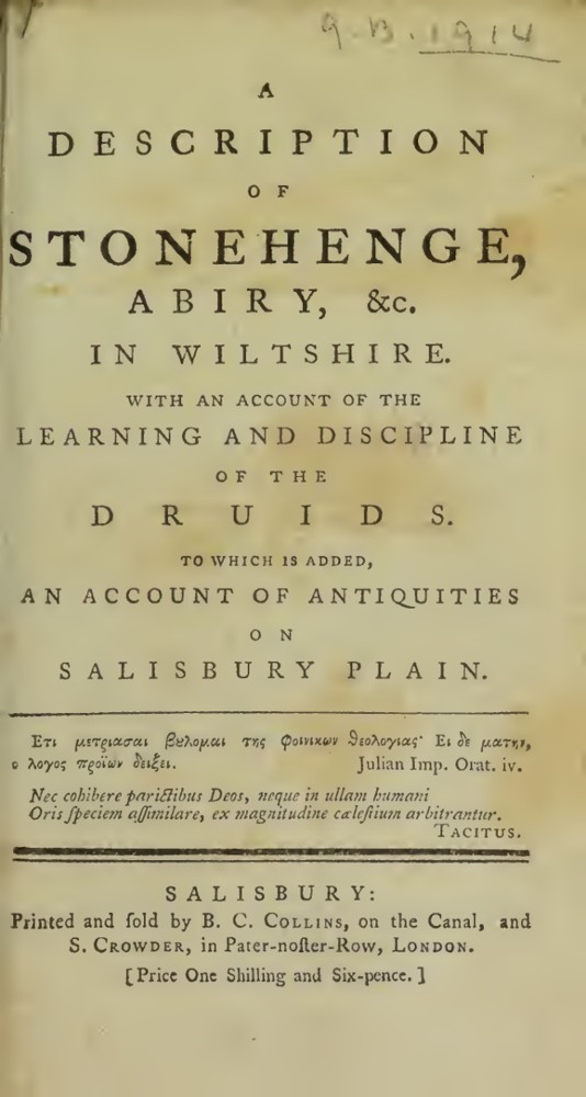 A Description of Stonehenge, Abiry, and Other Remains in Wiltshire book cover