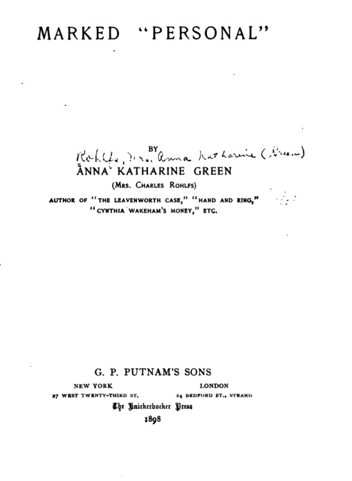 Marked “Personal” book cover