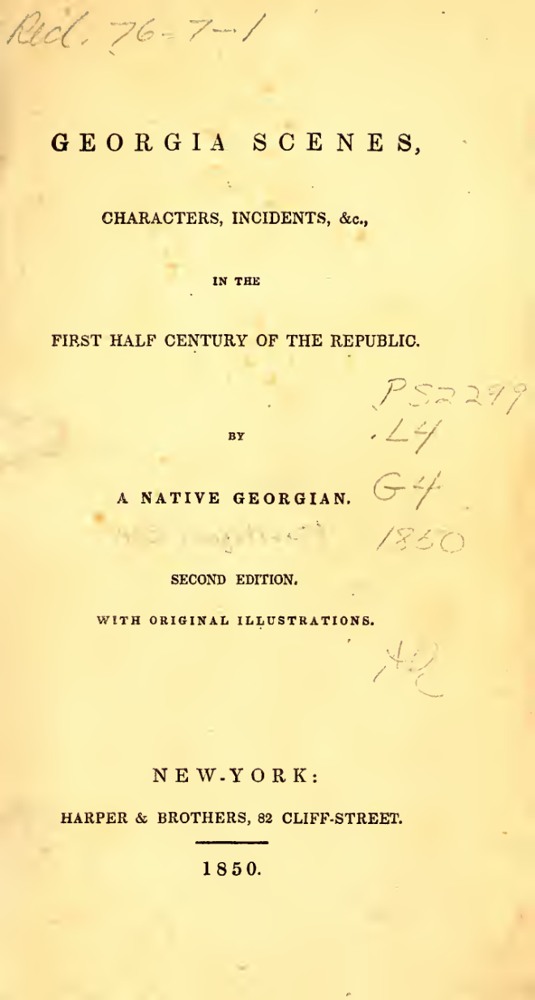 Georgia Scenes, Characters, Incidents, &c. book cover
