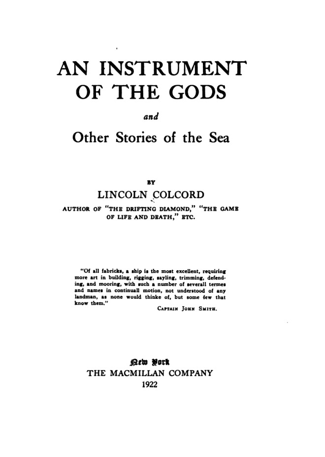 An instrument of the gods, and other stories of the sea book cover
