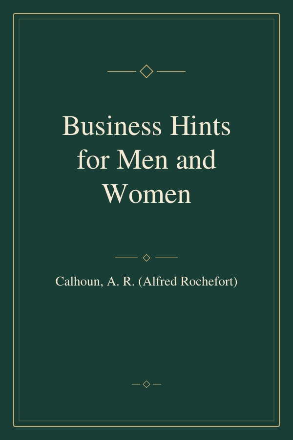 Business Hints for Men and Women book cover