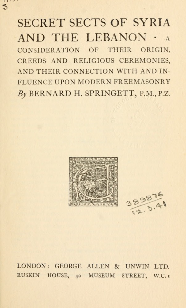 Secret Sects of Syria and the Lebanon book cover