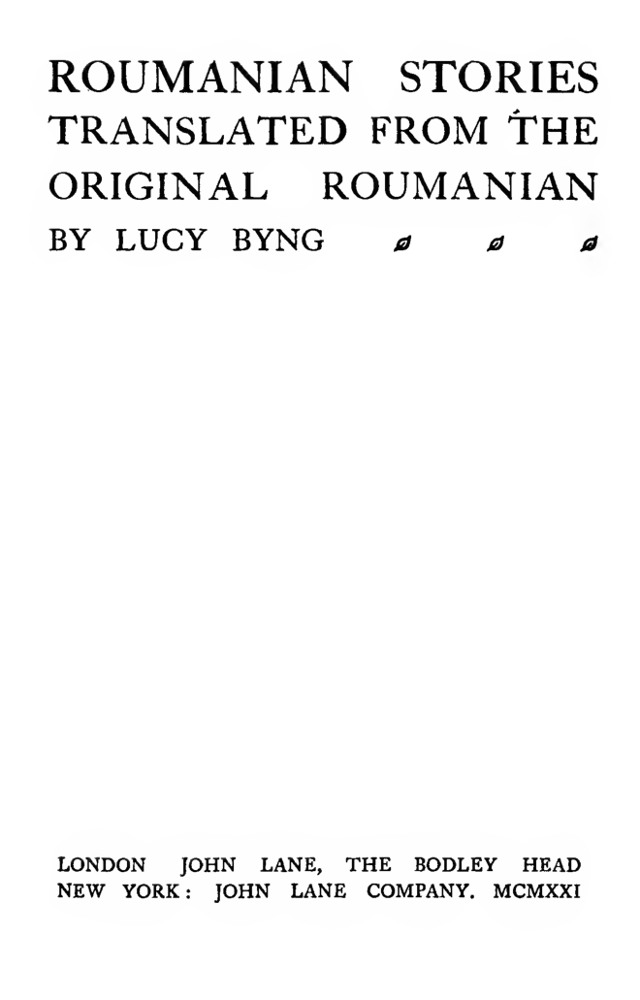 Roumanian Stories book cover