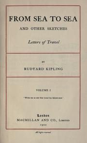 From Sea to Sea; Letters of Travel book cover