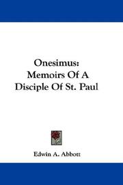 Onesimus: Memoirs of a Disciple of St. Paul book cover