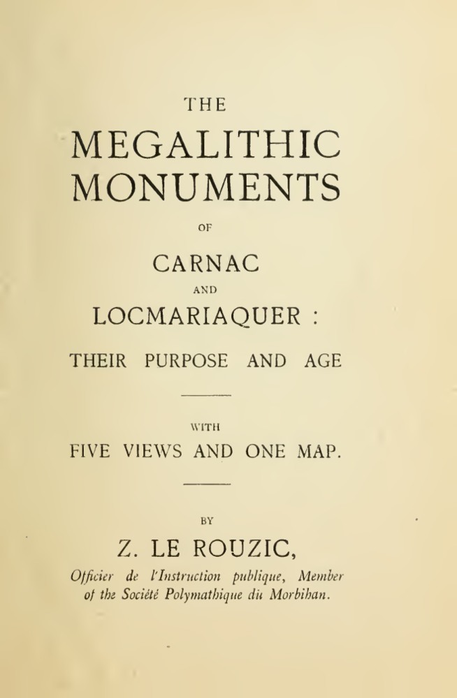 The Megalithic Monuments of Carnac and Locmariaquer book cover