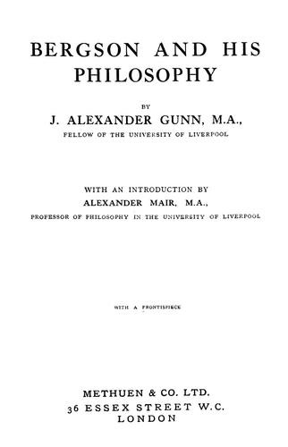 Bergson and His Philosophy book cover