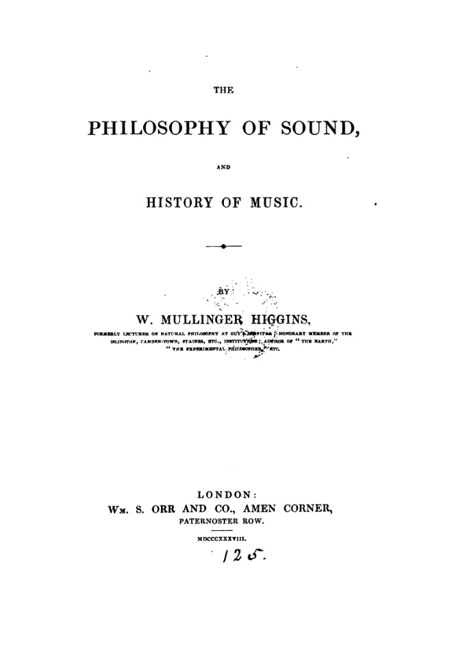The Philosophy of Sound and History of Music book cover