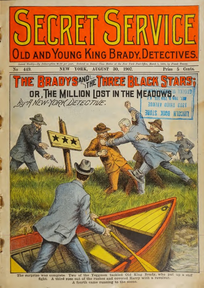 The Bradys and the Three Black Stars; or, The Million Lost in the Meadows book cover