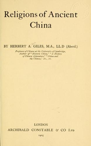 Religions of Ancient China book cover