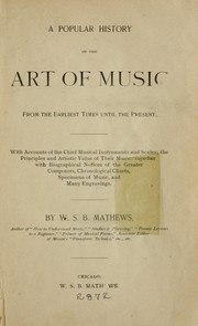 A Popular History of the Art of Music From the Earliest Times Until the Present book cover
