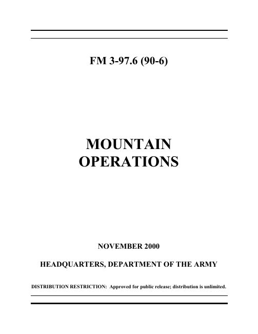 Mountain Operations — FM 3-97.6 book cover