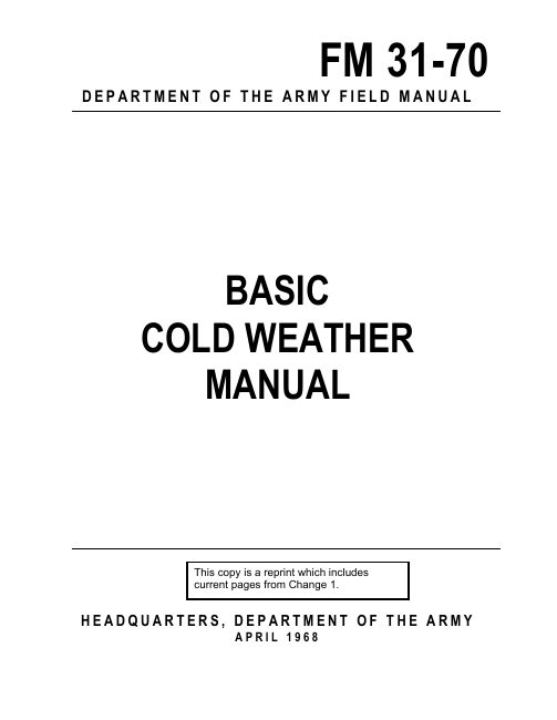 Basic Cold Weather Manual — FM 31-70 book cover